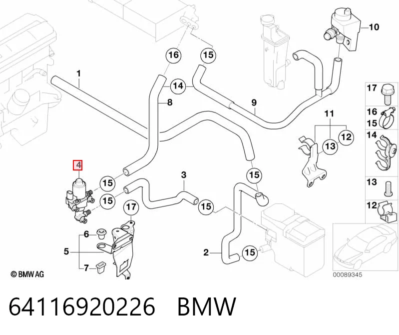 64116920226 BMW Valvula del calefactor