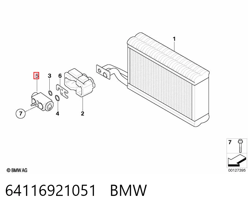 64116921051 BMW Válvula TRV del aire acondicionado