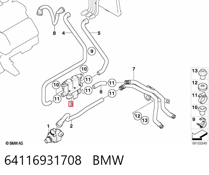 64116931708 BMW Valvula del calefactor