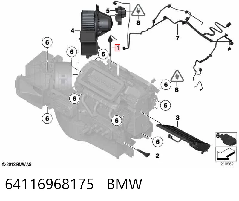 64116968175 BMW Sensor de temperatura del aire interior