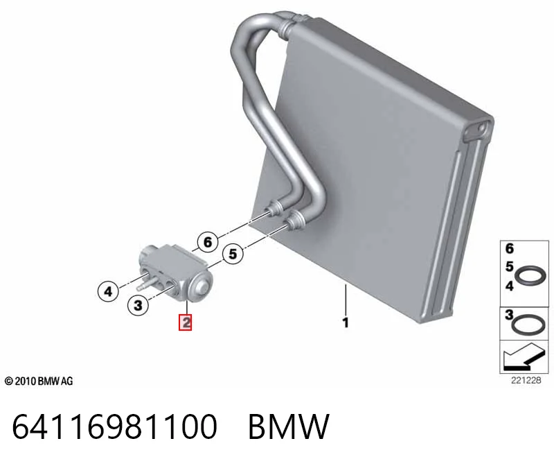 64116981100 BMW Válvula TRV del aire acondicionado