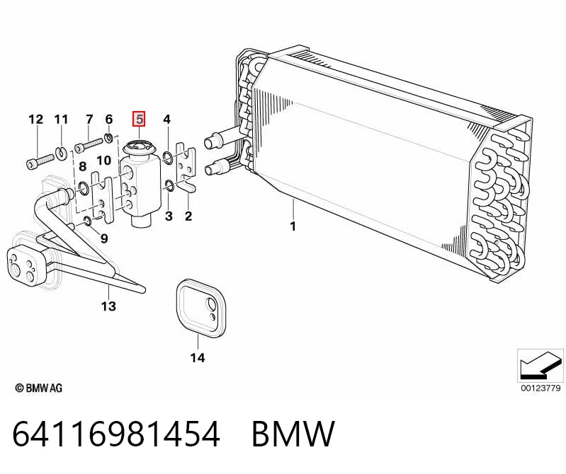 64116981454 BMW Válvula TRV del aire acondicionado