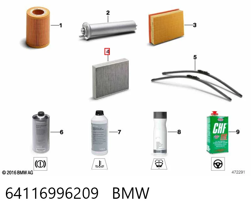 64116996209 BMW Filtro antipolen