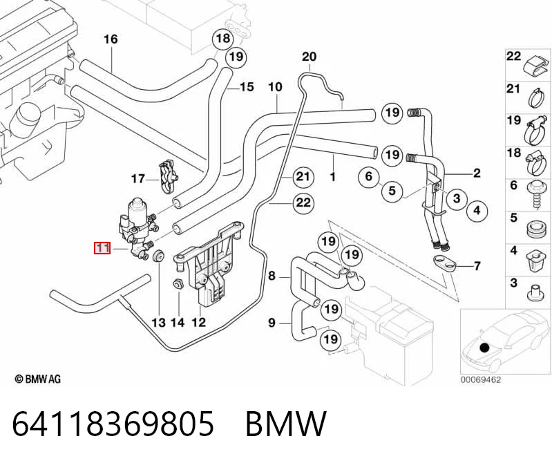 64118369805 BMW Valvula del calefactor