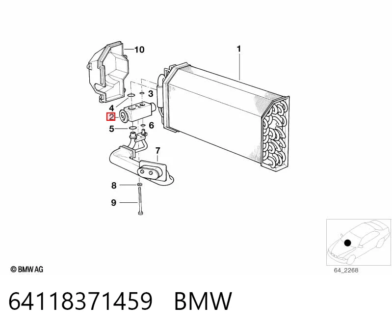 64118371459 BMW Válvula TRV del aire acondicionado