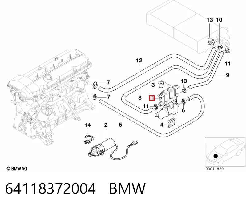 64118372004 BMW Valvula del calefactor