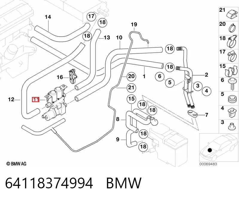 64118374994 BMW Valvula del calefactor