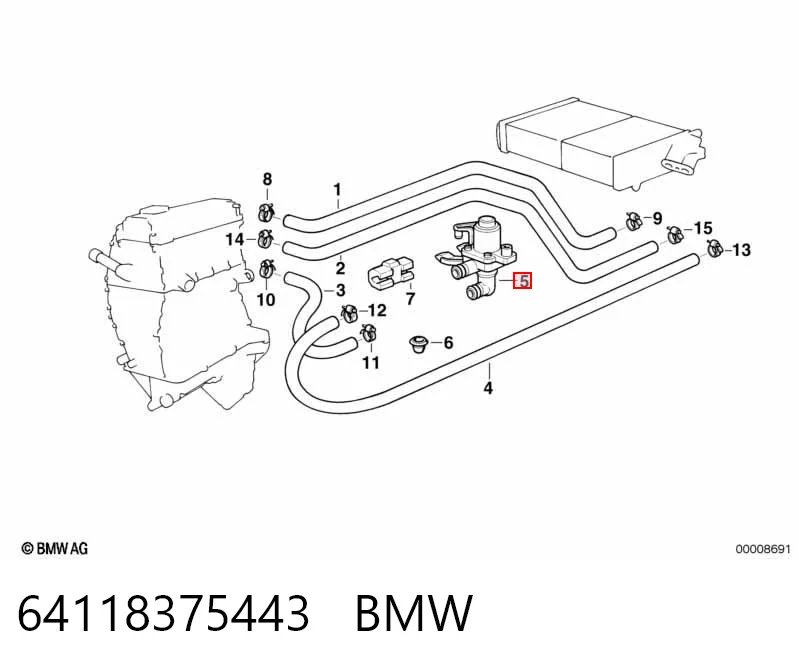 64118375443 BMW Valvula del calefactor