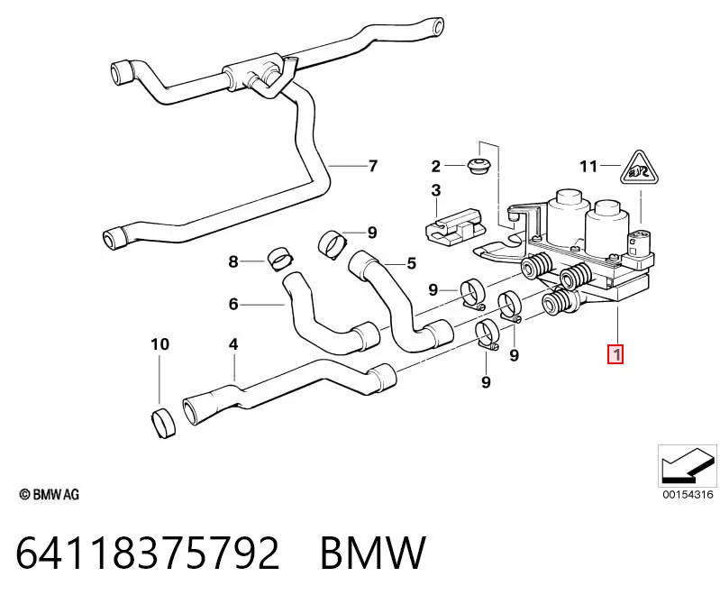 64118375792 BMW Valvula del calefactor