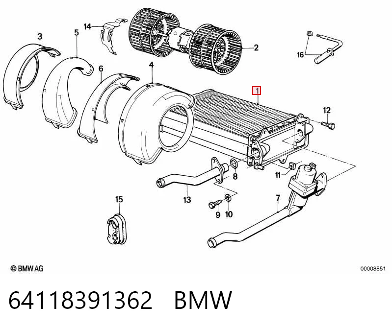 64118391362 BMW Radiador interior