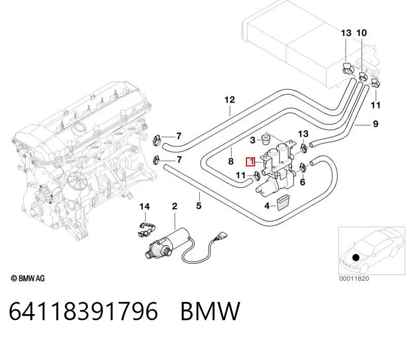 64118391796 BMW Valvula del calefactor