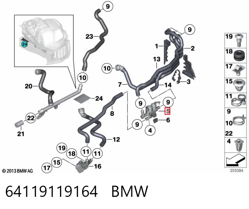 64119119164 BMW Valvula del calefactor
