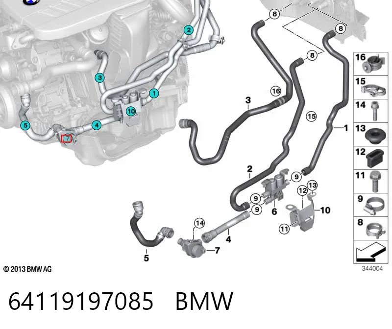 64119197085 BMW Bomba de agua eléctrica auxiliar