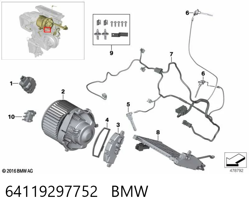 64119297752 BMW Ventilador de habitáculo