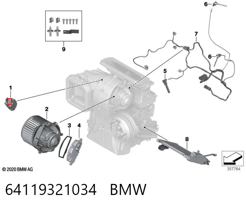 64119321034 BMW Actuador de compuerta de calefacción
