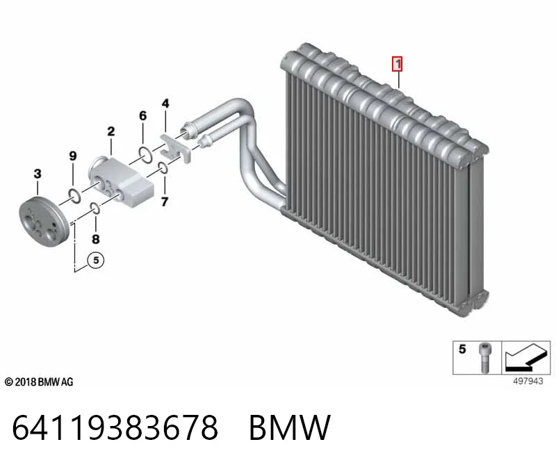 64119383678 BMW Evaporador, aire acondicionado