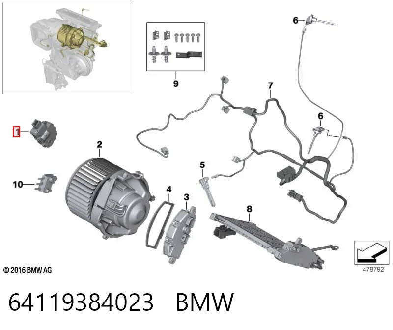 64119384023 BMW Actuador de compuerta de calefacción