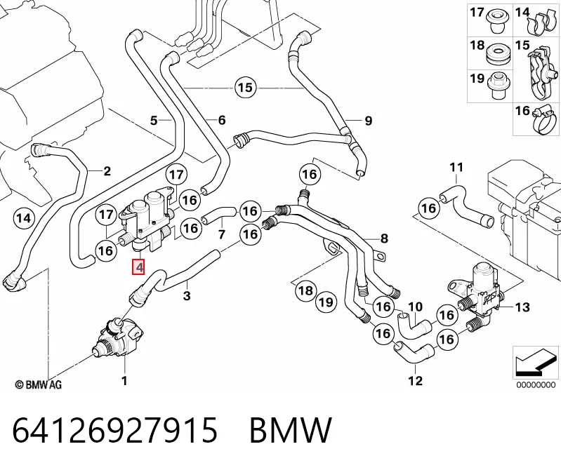 64126927915 BMW Valvula del calefactor
