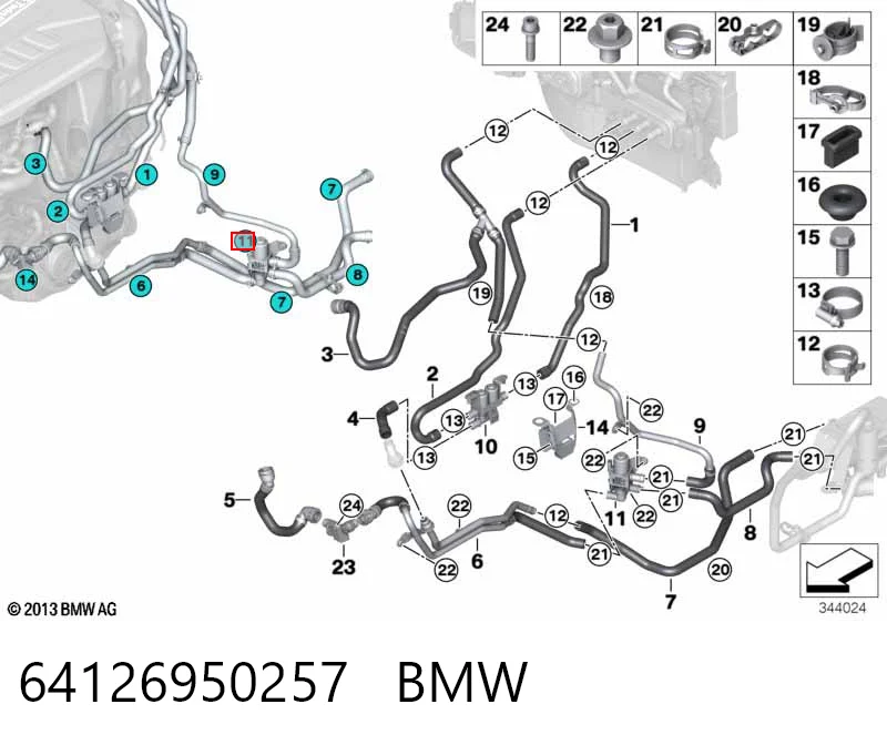 64126950257 BMW Válvula de control de líquido refrigerante