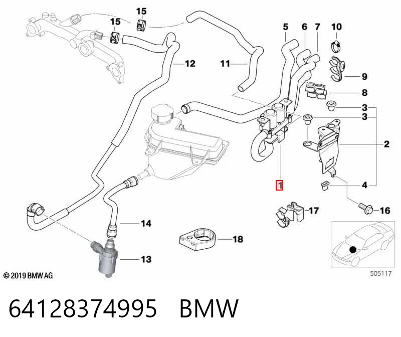 64128374995 BMW Valvula del calefactor