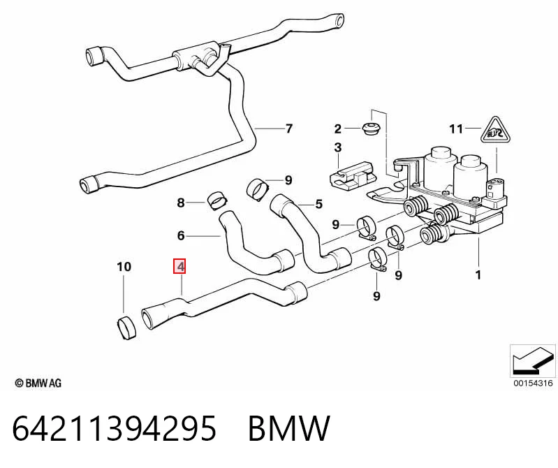 64211394295 BMW Manguera de refrigeración