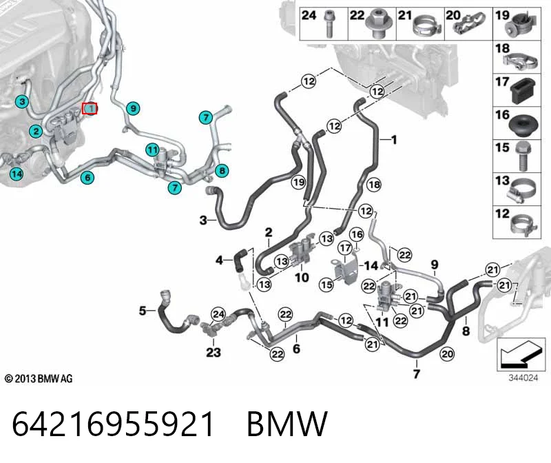 64216955921 BMW Manguera de refrigeración