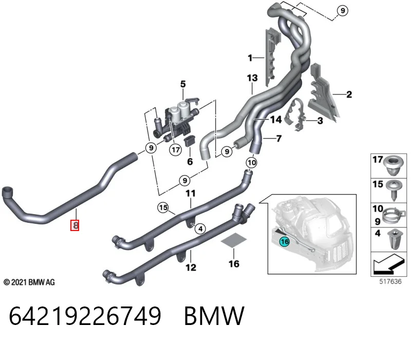 64219226749 BMW Manguera de refrigeración
