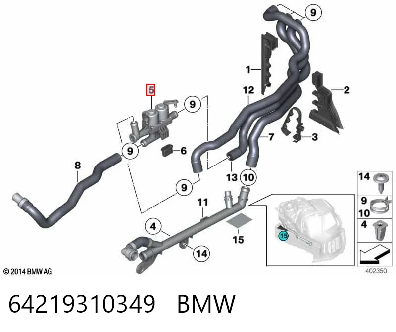 64219310349 BMW Valvula del calefactor