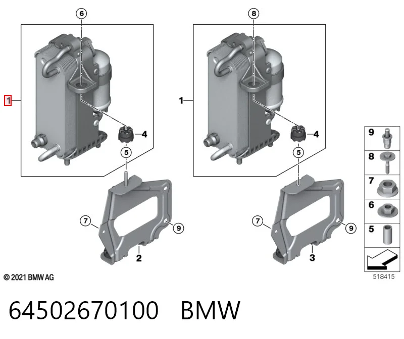 64502670100 BMW Radiador de aire acondicionado