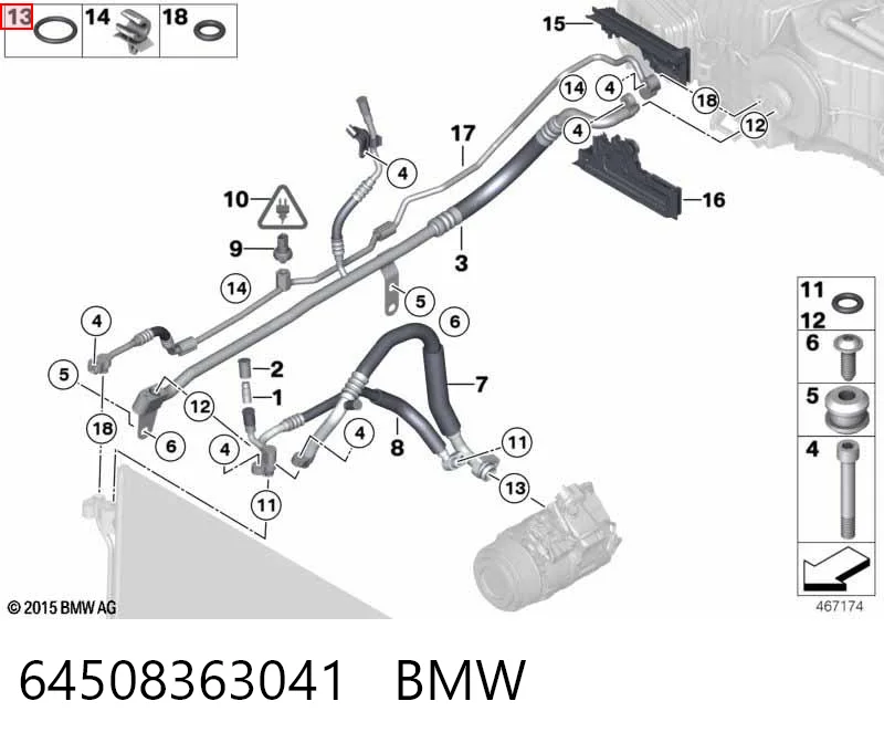 64508363041 BMW Anillo de la tubería de admisión del silenciador