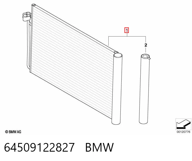64509122827 BMW Radiador de aire acondicionado