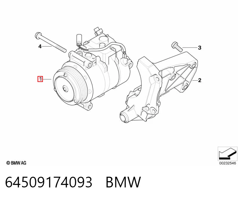 Compresor de aire acondicionado 64509174093 BMW