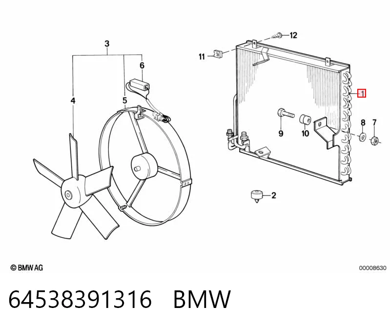 64538391316 BMW Radiador de aire acondicionado