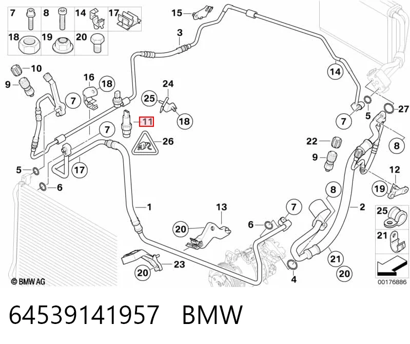 64539141957 BMW Sensor de baja presion aire acondicionado