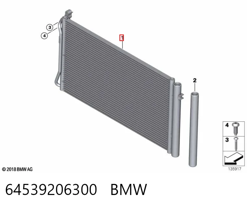 64539206300 BMW Radiador de aire acondicionado