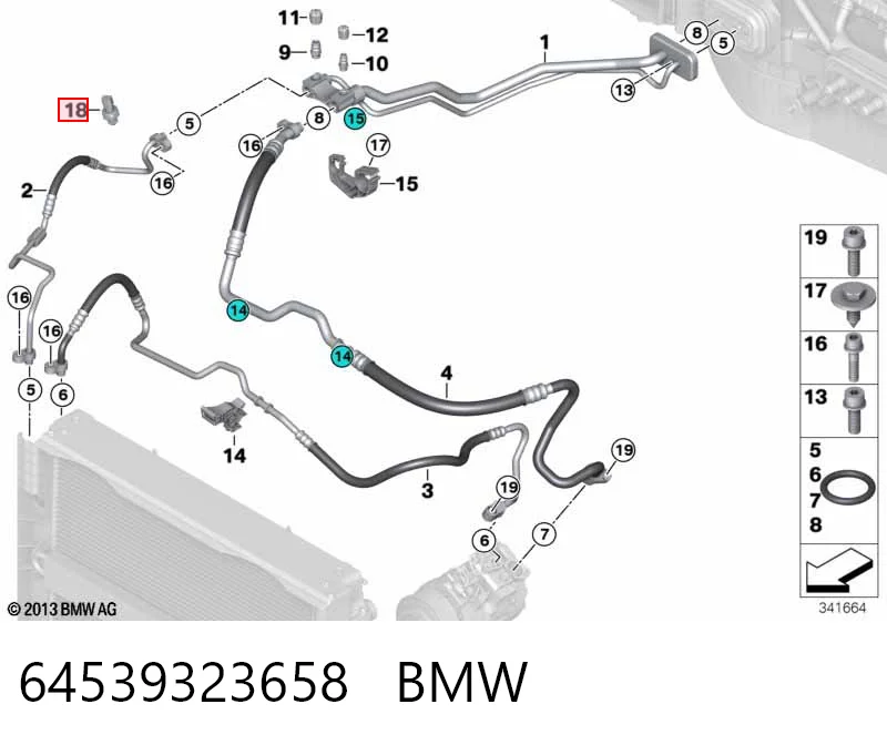 64539323658 BMW Sensor de baja presion aire acondicionado