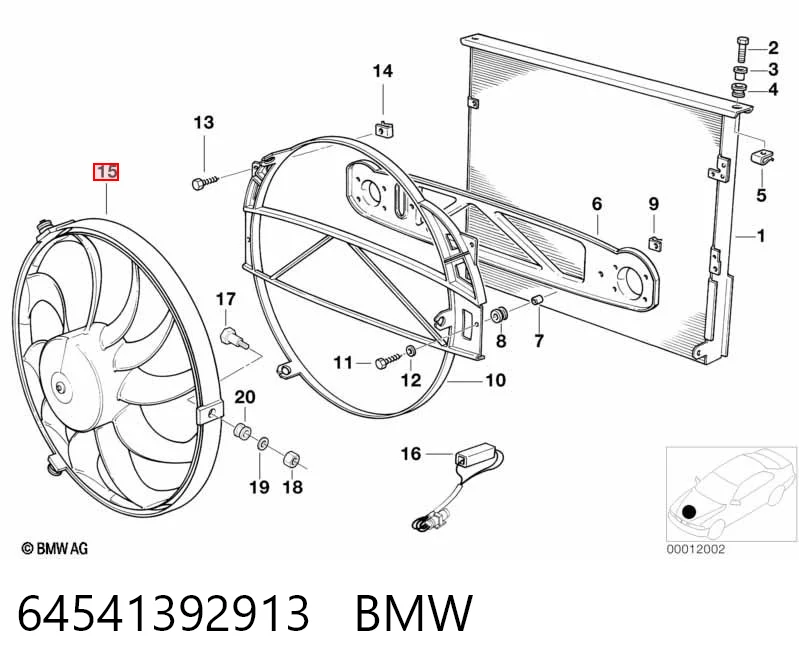 64541392913 BMW Ventilador para radiador de aire acondicionado