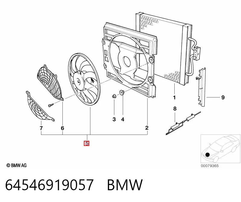 64546919057 BMW Difusor del radiador del aire acondicionado con ventilador y motor