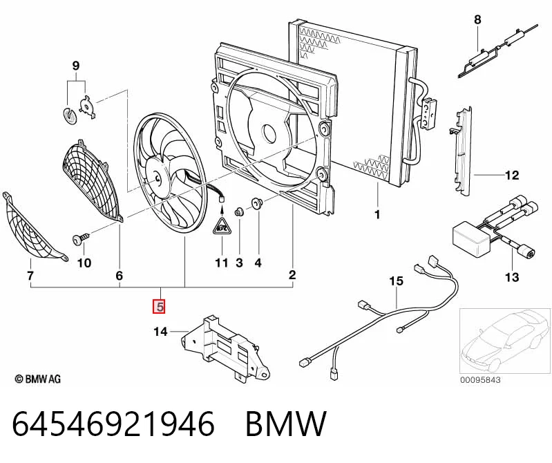64546921946 BMW Difusor del radiador del aire acondicionado con ventilador y motor