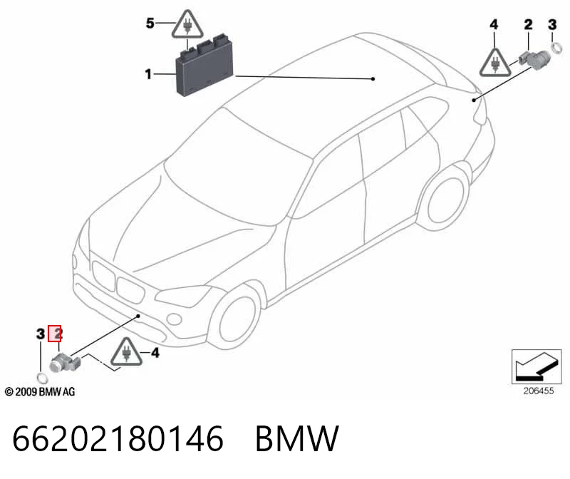 66202180146 BMW Sensor de estacionamiento delantero/trasero central