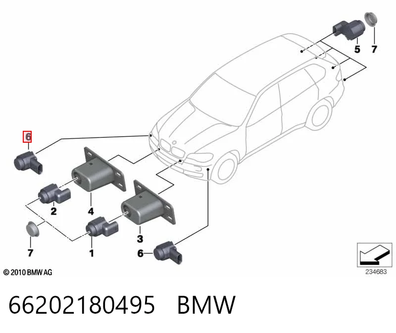 66202180495 BMW Sensor de estacionamiento delantero/trasero central
