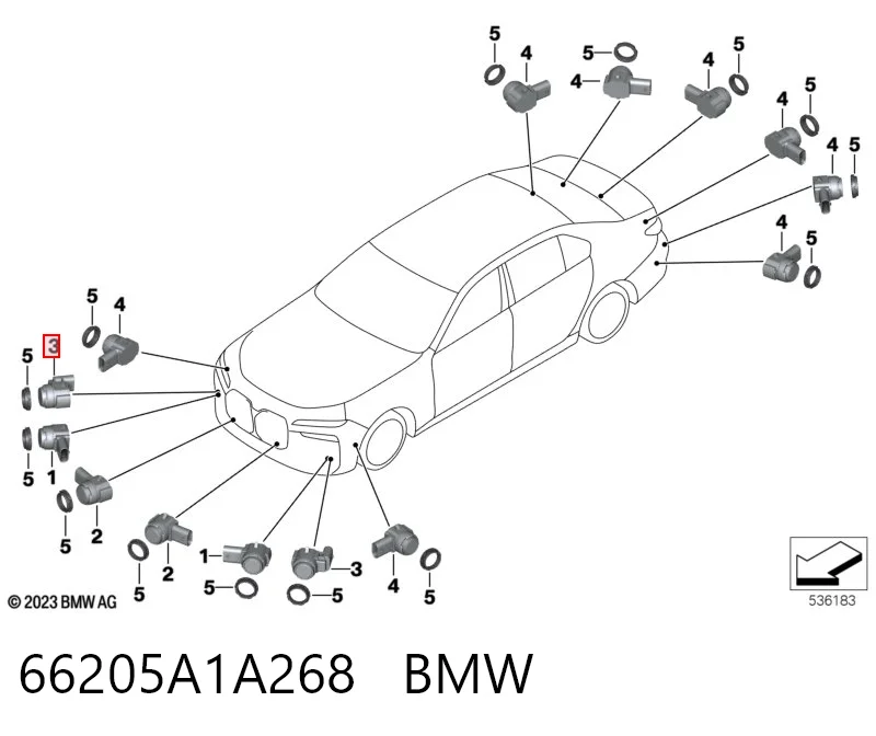 66205A1A268 BMW Sensor lateral delantero/trasero de aparcamiento