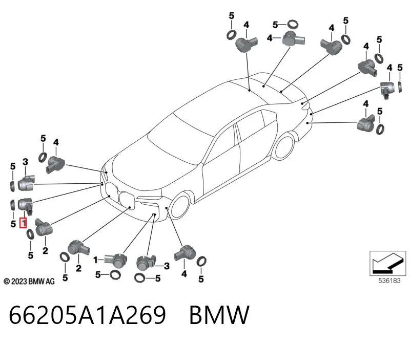 66205A1A269 BMW Sensor alarma de estacionamiento trasero 
