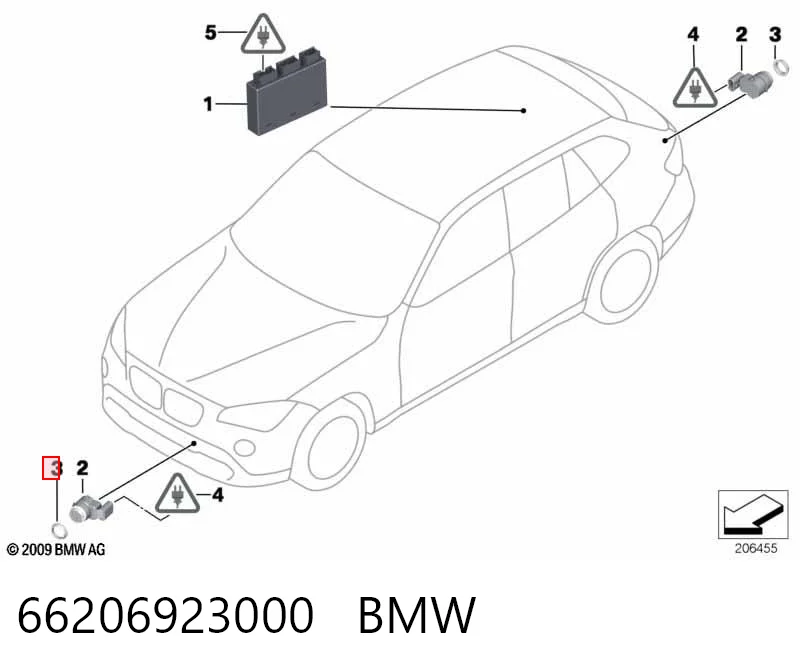 66206923000 BMW Soporte del sensor de estacionamiento delantero lateral