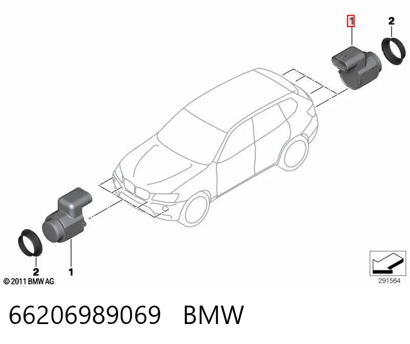 66206989069 BMW Sensor de estacionamiento delantero/trasero central