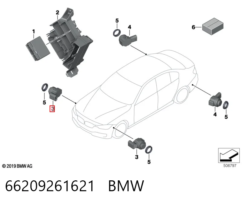 66209261621 BMW Sensor lateral delantero/trasero de aparcamiento