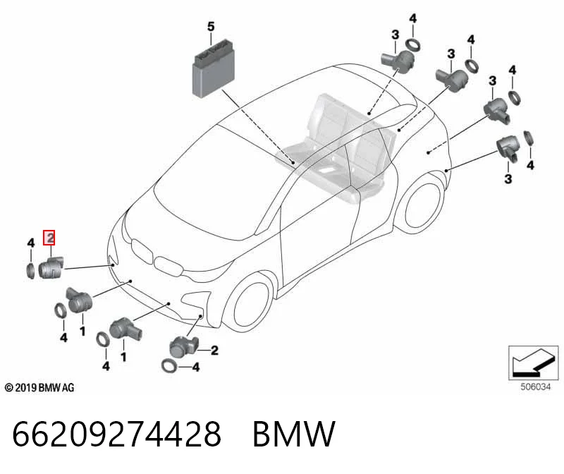 66209274428 BMW Sensor lateral delantero/trasero de aparcamiento