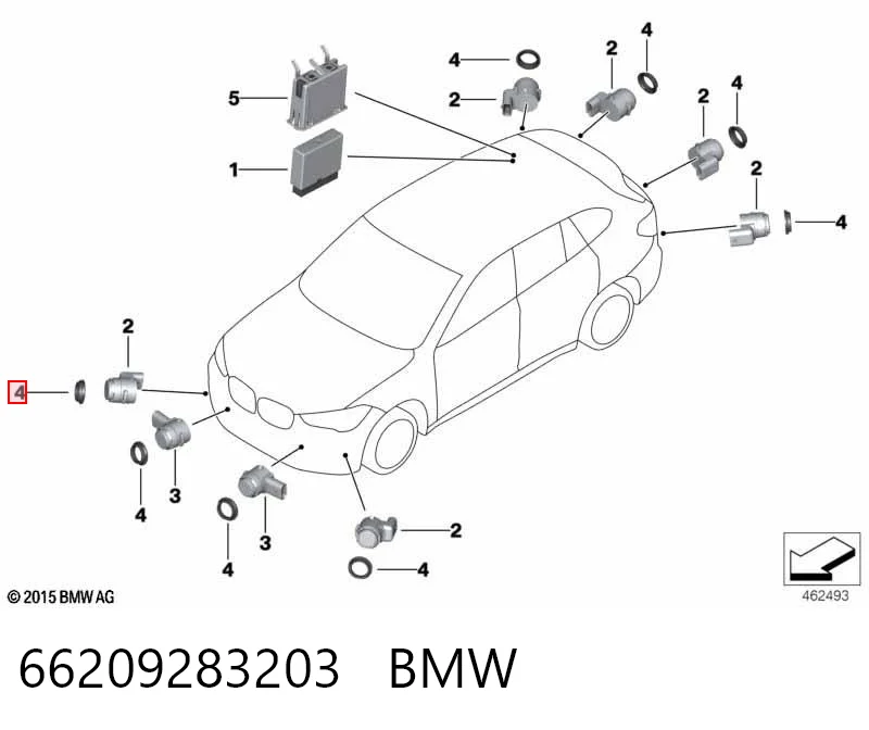 66209283203 BMW Soporte del sensor de estacionamiento delantero lateral