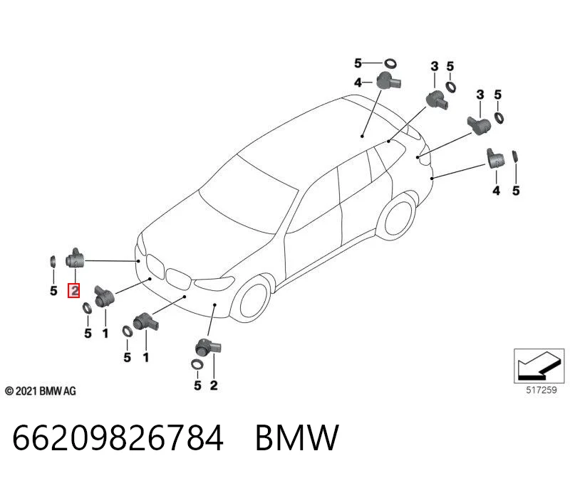 66209826784 BMW Sensor de aparcamiento trasero lateral