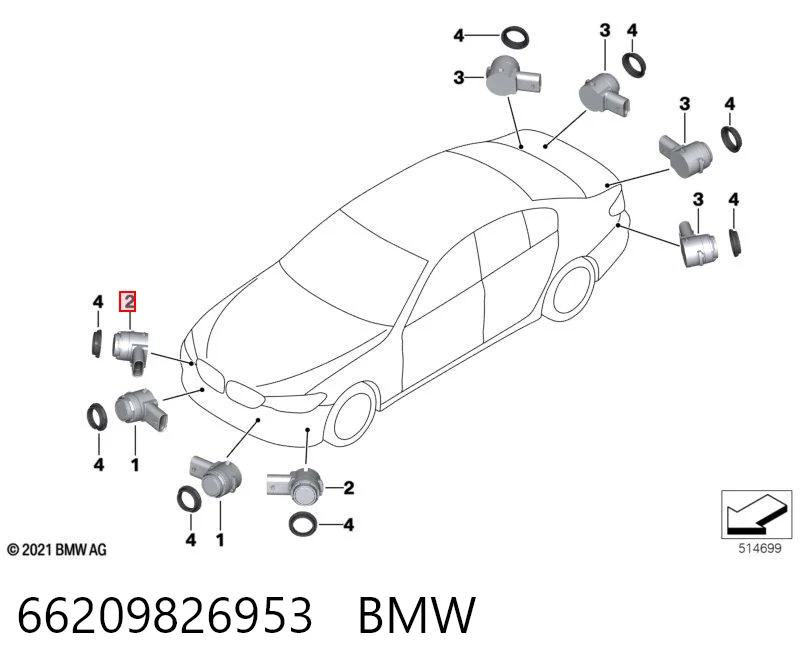 66209826953 BMW Kit de instalación de sensores de aparcamiento